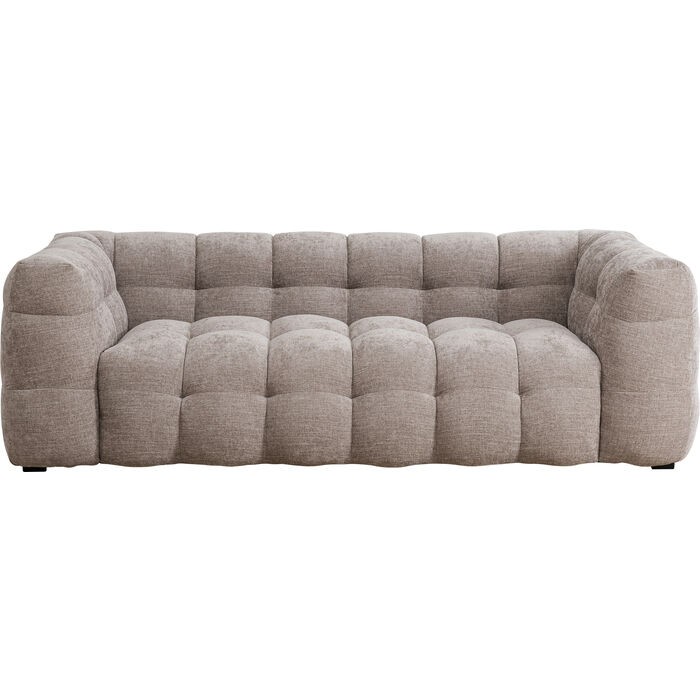 Divano SALAMANCA velluto grigio trapuntato KARE Design — vista frontale e sagoma completa (21)
