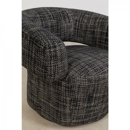 Fauteuil de salon MAYE BOW tissu tissé gris et forme enveloppante KARE Design — assise arrondie en tissu tissé gris (7)
