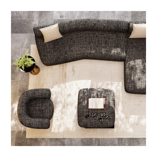 Fauteuil de salon MAYE BOW tissu tissé gris et forme enveloppante KARE Design — vue de dessus