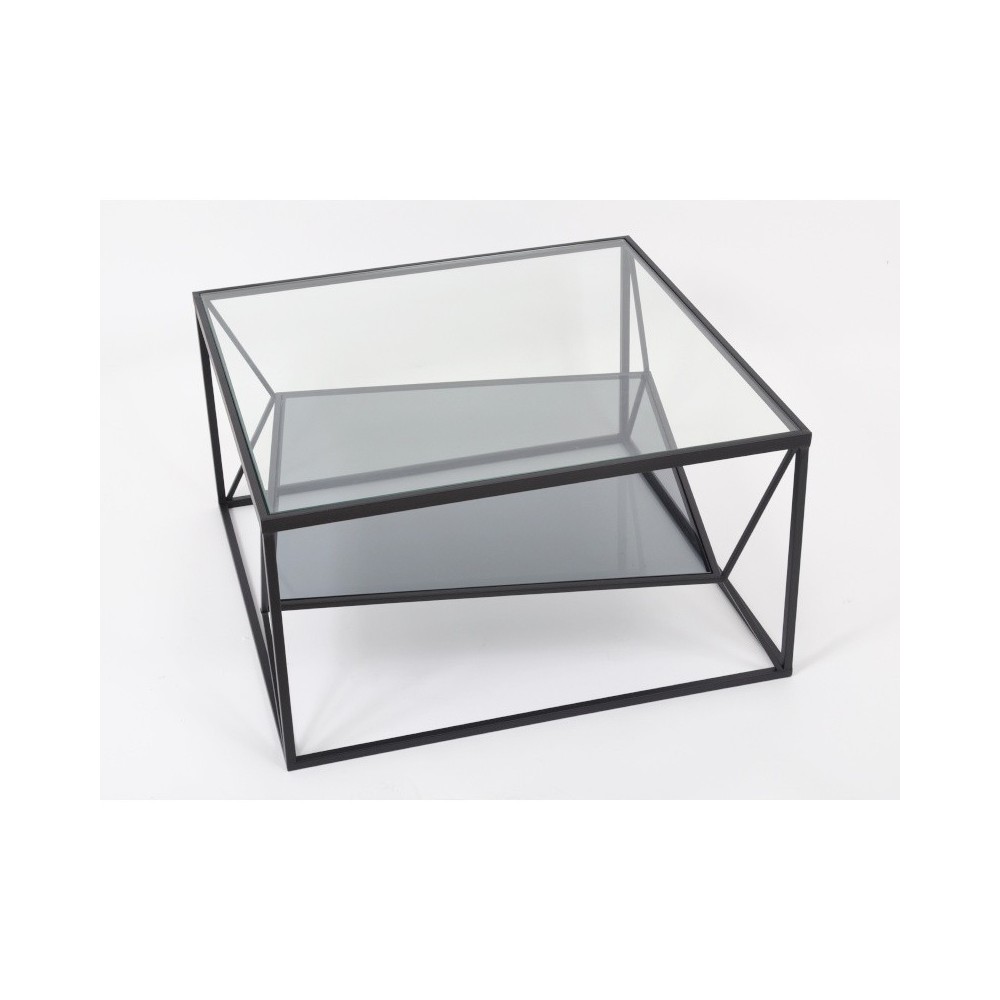 Table basse métal noir et verre CLAYTON 70x70CM DRIMMER - 2