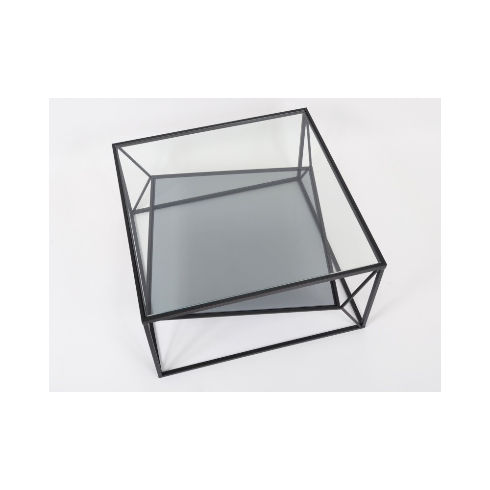 Table basse métal noir et verre CLAYTON 70x70CM DRIMMER - 3