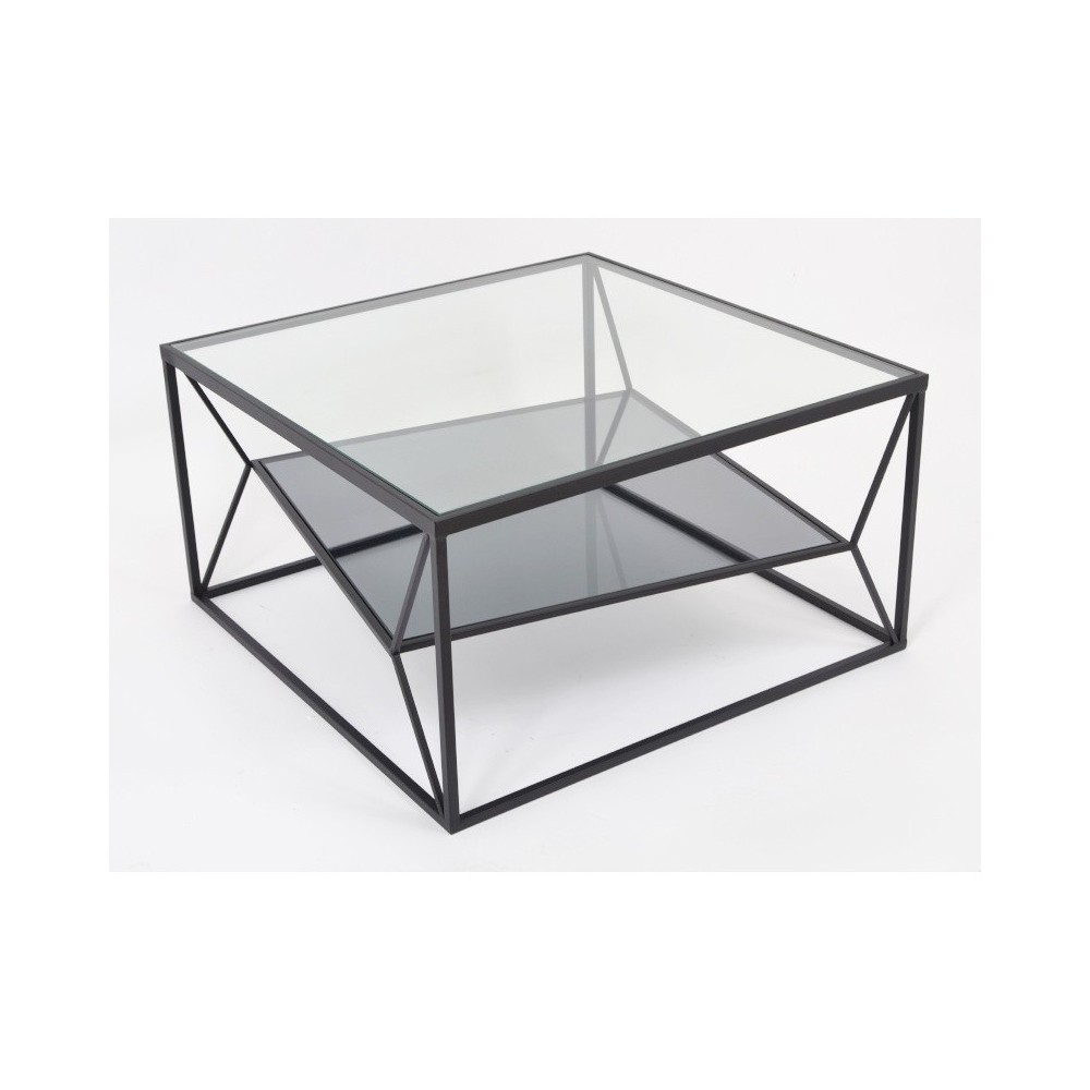Mesa de café de metal negro y cristal de CLAYTON 70x70CM DRIMMER - 4