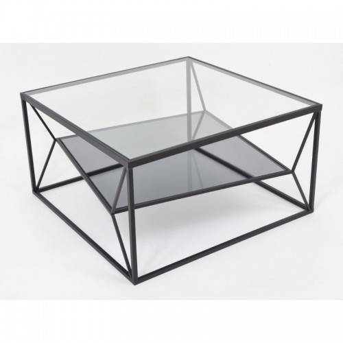 Mesa de café de metal preto e vidro Clayton 70x70cm DRIMMER - 4