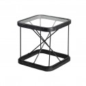 Mesa auxiliar de metal negro madera y cristal 50x50cm AUSTIN