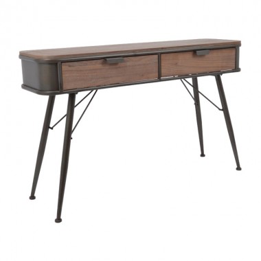 Console 2 drawers wood metal RENO