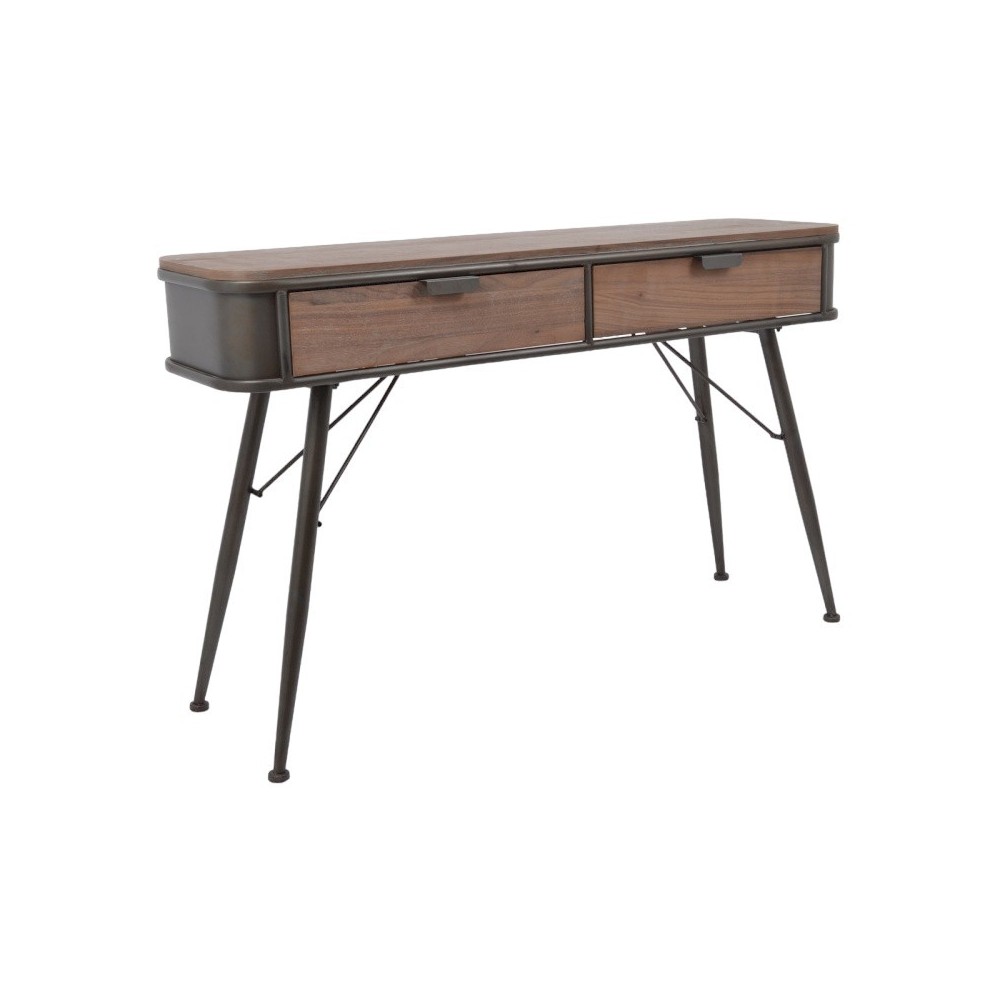 Console 2 drawers wood metal RENO