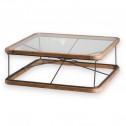 Coffee table wood metal glass MISSOURI 100x100cm