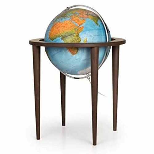Luminous terra globo contemporâneo base de madeira rainha azul