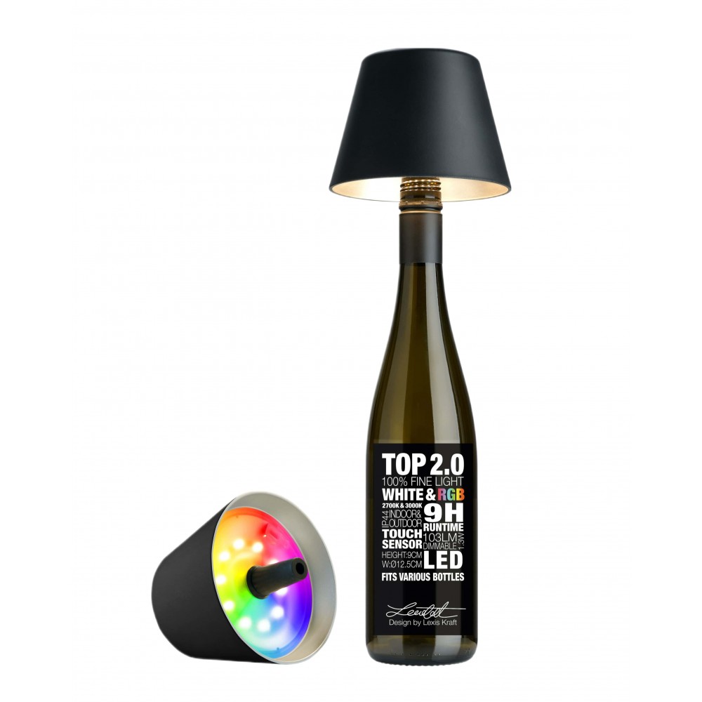 RGBW Black Top 2.0 Lâmpada de garrafa recarregável SOMPEX