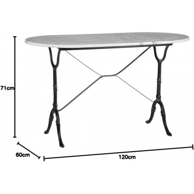Oval marble bistro table 120x60 cm AXEL LOLAHOME IXIA - 3