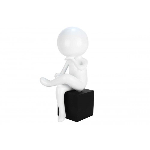 Escultura Hombre Blanco Big Head Sits Bed One Book SOCADIS - 2