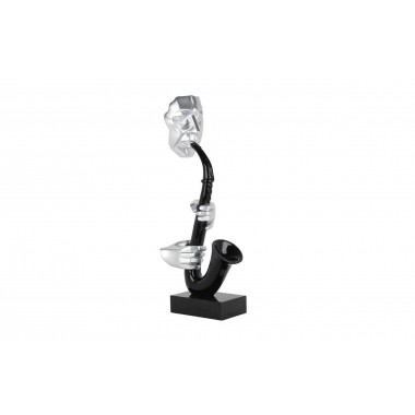 Escultura de saxofonista cinza e preto SOCADIS - 1