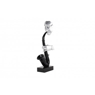 Escultura de saxofonista cinza e preto SOCADIS - 1 2
