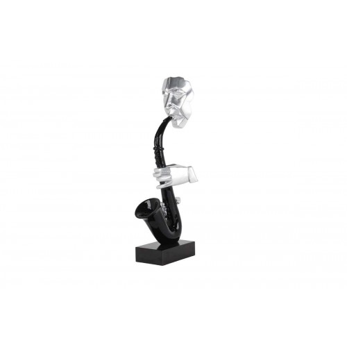 Escultura decorativa SAXOPHONISTE músico cinzento e preto SOCADIS — perfil lateral do candeeiro