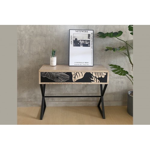 Console 2 Drawers - Metal & Wood Ombrage Collection Sculpted SOCADIS - 1