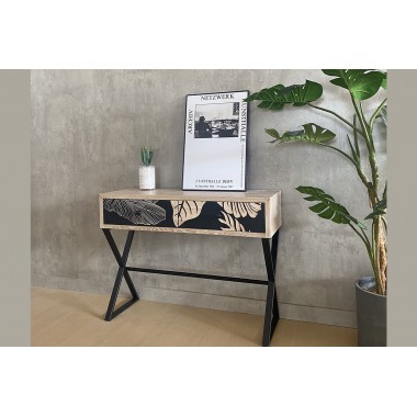 Console 2 Drawers - Metal & Wood Ombrage Collection Sculpted SOCADIS - 2