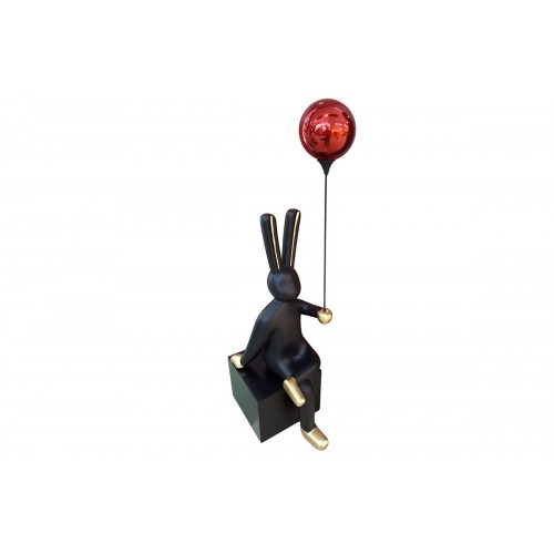 Black and Gold Carefree Rabbit Sculpture - Collection MAGESTIC SOCADIS - 1