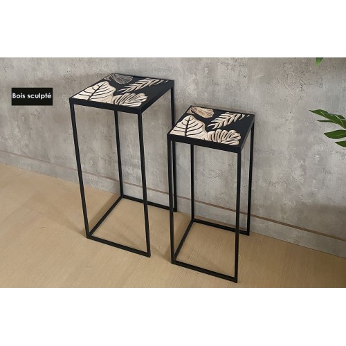 Samen 2 Gigognes Tables - Collectie Metalen en Houten Schaduw SOCADIS - 1