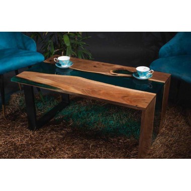 Mesa de café negro en Acacia y resina epoxi - Colección de ríos SOCADIS - 1