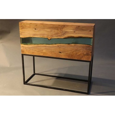 RIVER Wood and Epoxy Resin Bar Cabinet - River Collection SOCADIS - 3