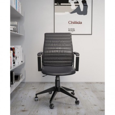 LABORA black leather effect office chair Kare design - 6