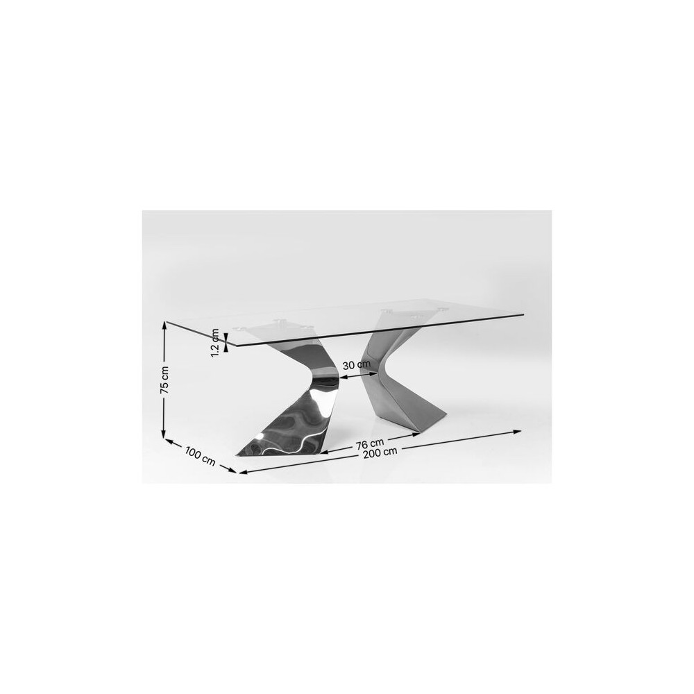 Table à manger design en verre et chrome 200x100cm Gloria Kare design - 3