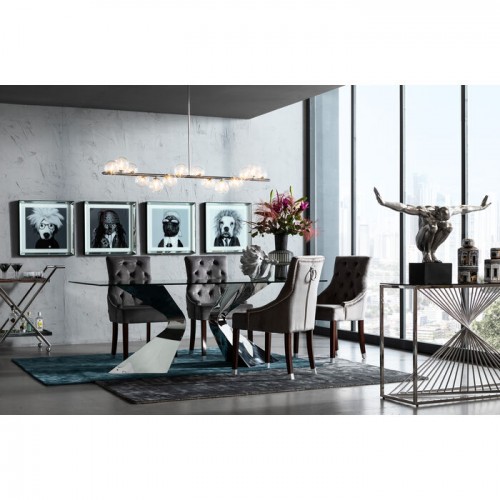 Tabela de jantar vidro e cromo 200x100cm gloria Kare design - 2