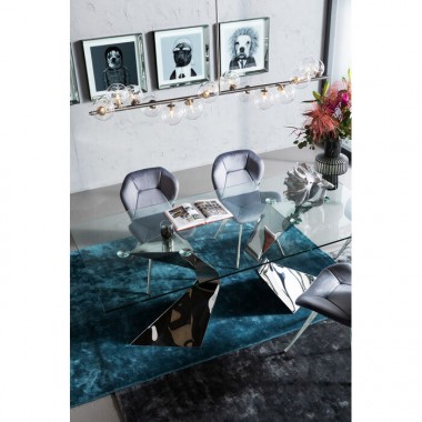 Mesa de jantar Gloria designer em vidro e cromo 200x100cm Kare design - 4