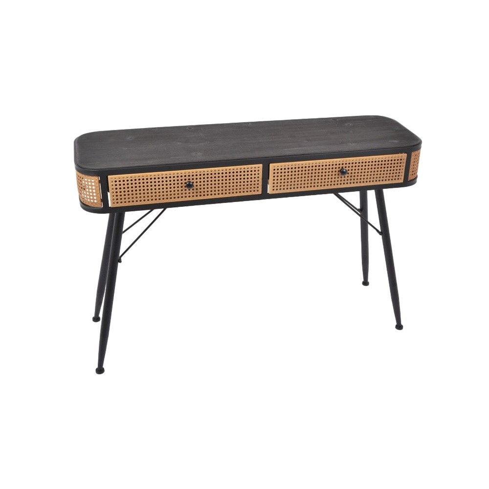 Wood and metal console HAROLD - 2 drawers - Industrial design 120 cm