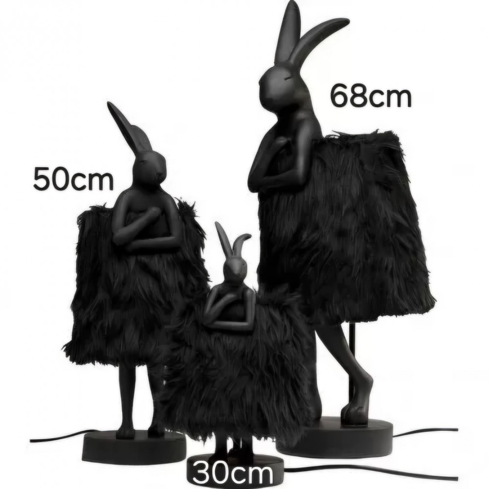 Lampe lapin noir Fourrure RABBIT 50cm