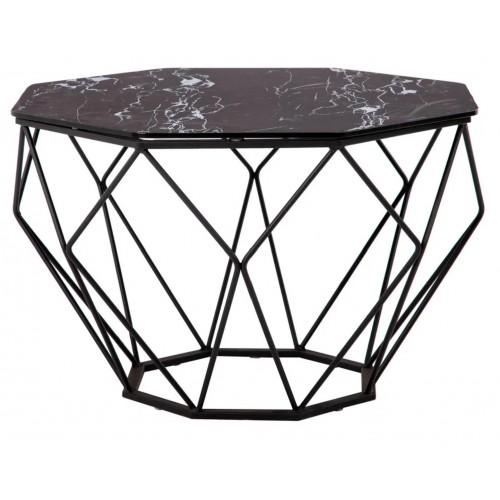 Tabela lateral olhar de vidro preto mármore diamante IXIA - 1