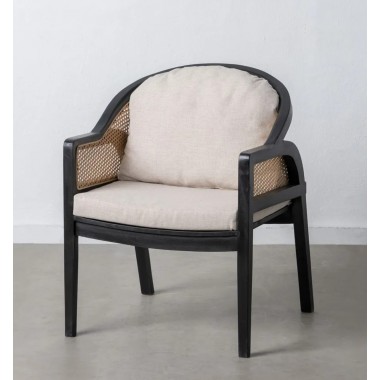 Fauteuil Naturel Noir en Rotin et Bois COCON DENZZO - 3