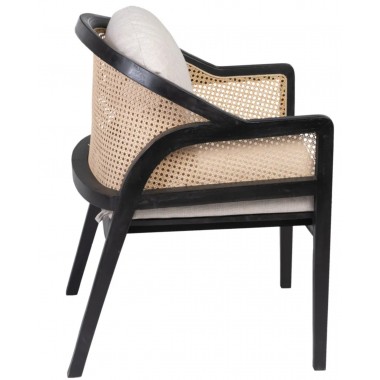 Black Natural armchair in Rotin and Wood COCON DENZZO - 4