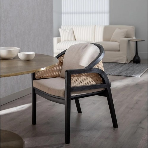 Black natural armchair 77cm COCON