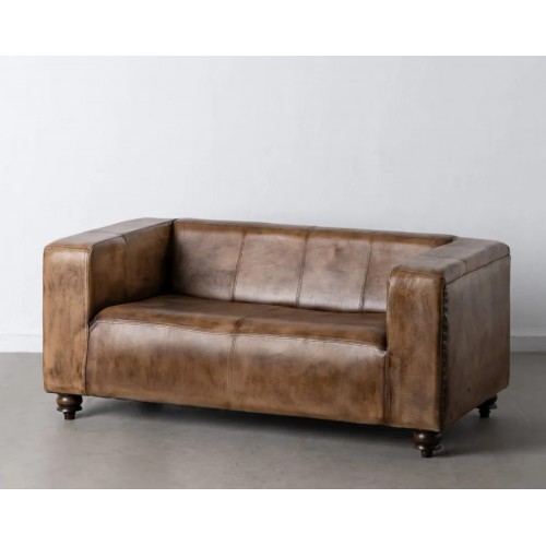 2 seater brown leather sofa AUSTIN 146CM DENZZO - 4