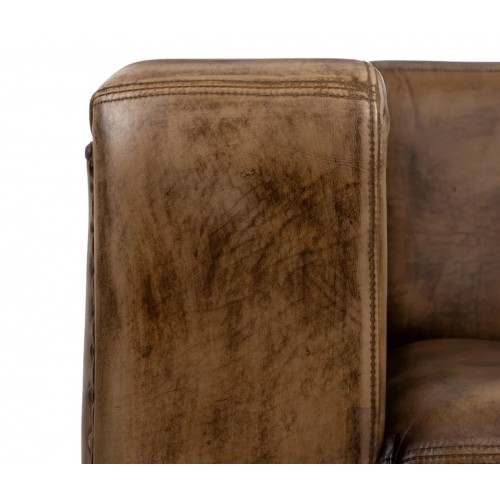 2 seater brown leather sofa AUSTIN 146CM DENZZO - 5
