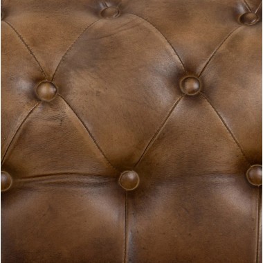 Canapé cuir marron vintage 2 places CHESTERFIELD 153cm DENZZO - 8