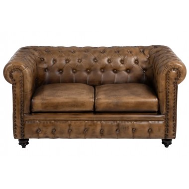 Canapé cuir marron vintage 2 places CHESTERFIELD 153cm DENZZO - 3