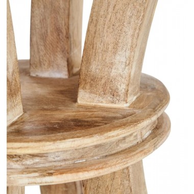 Table Ronde Bois de Manguier 100 cm Cérusée Blanc - DENZZO DENZZO - 5