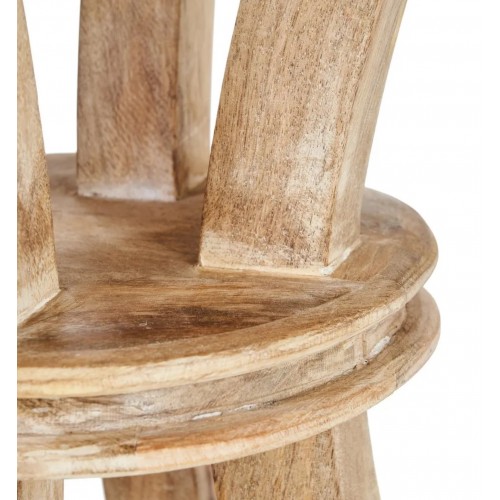 Round Table Manguier Wood 100 cm Cerusea White - DENZZO DENZZO - 5