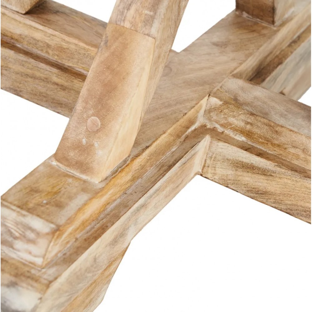 Round Table Manguier Wood 100 cm Cerusea White - DENZZO DENZZO - 7