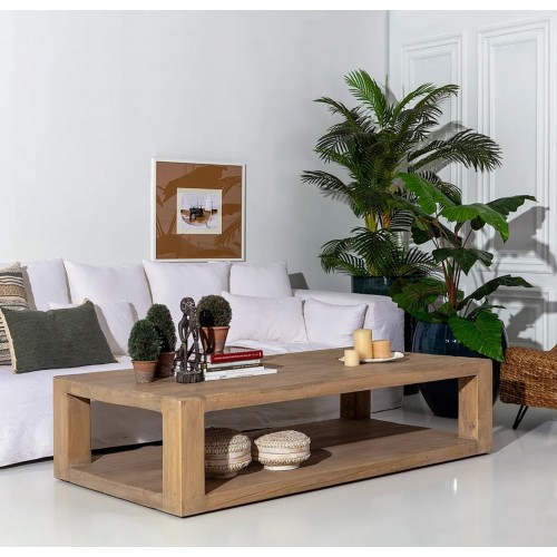 Table basse rectangulaire bois d'orme 184cm BRUTA