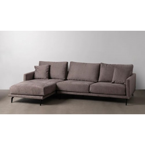 Braunes, gewelltes linkes Ecksofa, 284 cm DENZZO