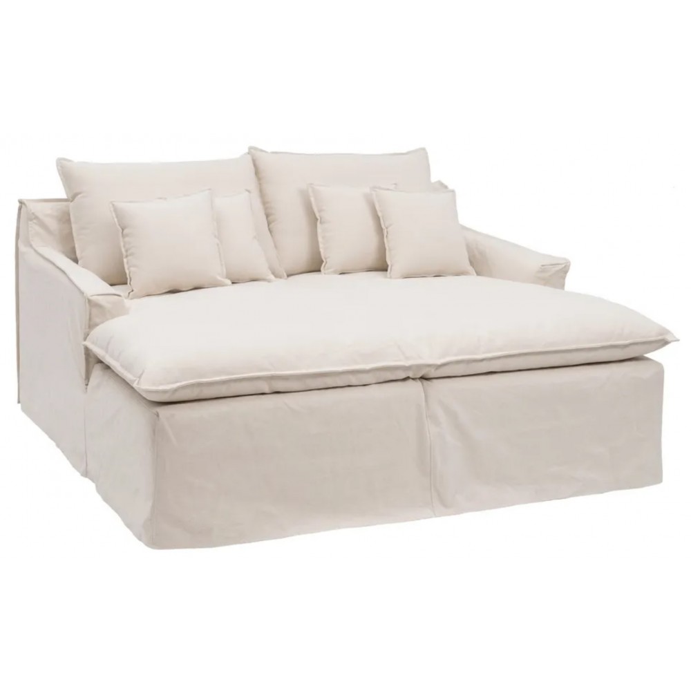 Canapé Méridienne tissu beige 190cm DENZZO