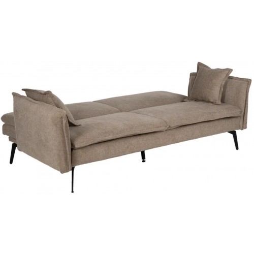 Canapé-Lit taupe tissu lin pied métal 214cm IXIA IXIA - 1