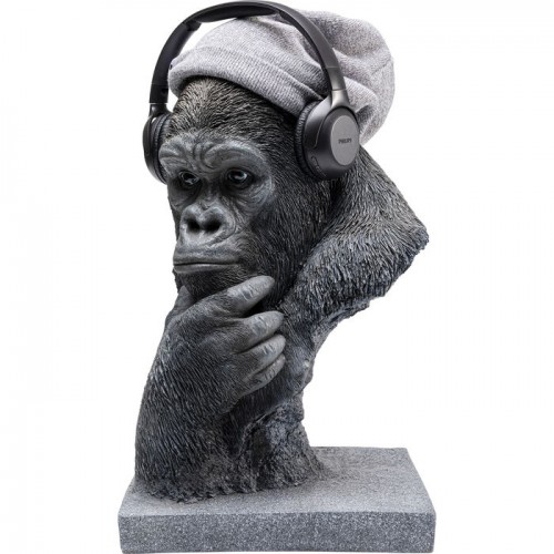 Statue tête de gorille pensant noir GORILLA