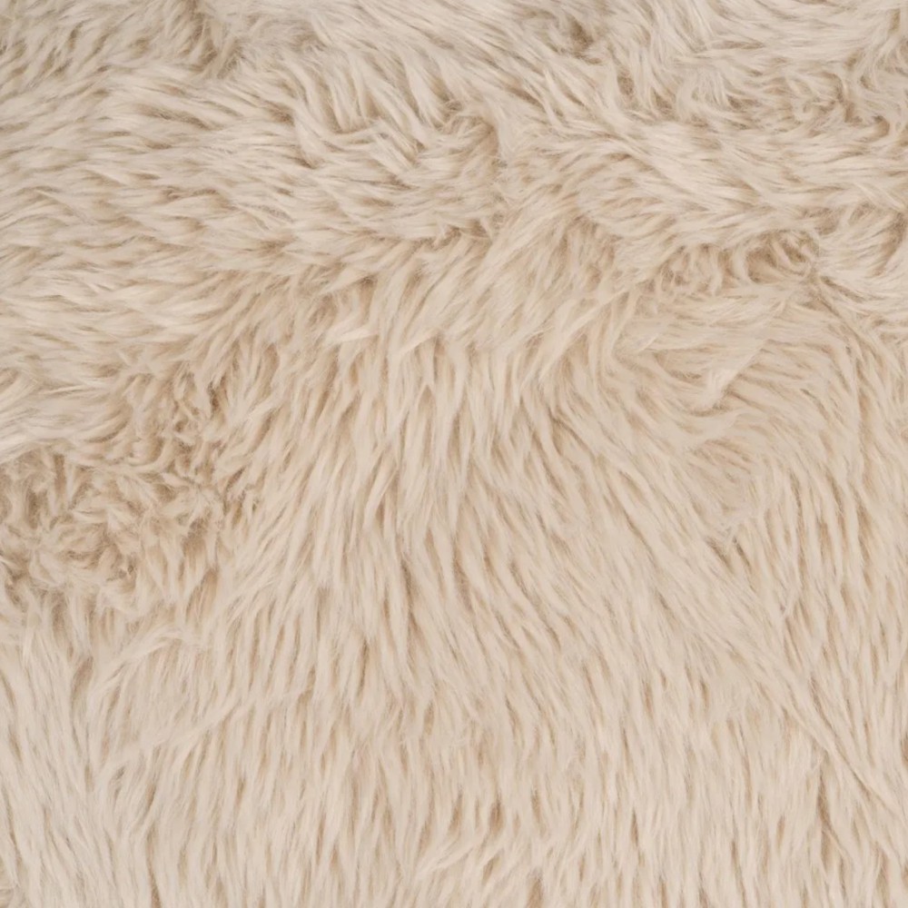 Cadeira de jantar IXIA pelo sintético bege e assento envolvente — textura do pelo sintético