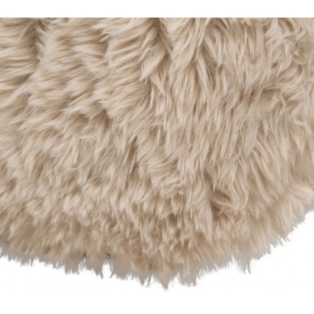 Chaise de salle à manger IXIA fausse fourrure beige et assise enveloppante — texture de la fausse fourrure (10)