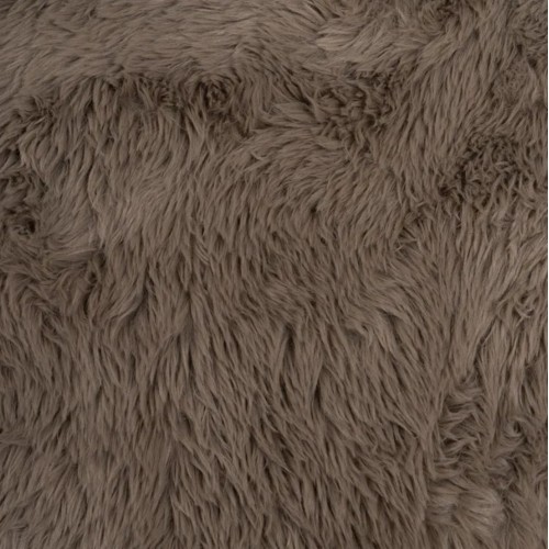 Cadeira de jantar IXIA pelo sintético taupe e assento envolvente — textura do pelo sintético