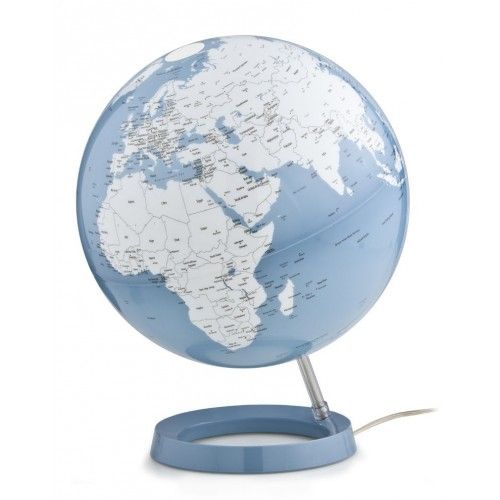 Projeto azul luminoso globo branco azul no suporte azul